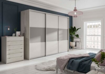 Free standing wardrobe with sliding doors
